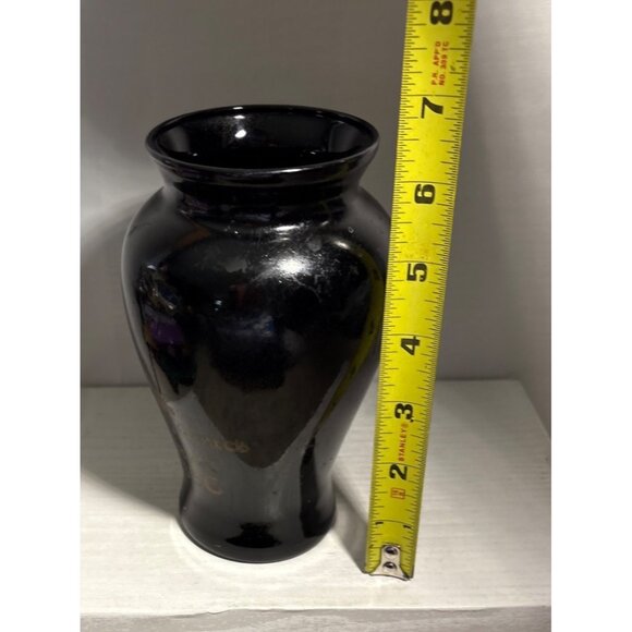 Vintage 1955 Christ Church Sarnia Black Glass Vase 7" Tall - Picture 8 of 9